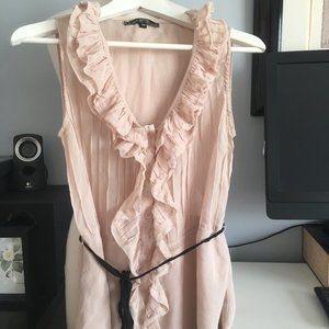Love stitch sleeveless chiffon look  lace top